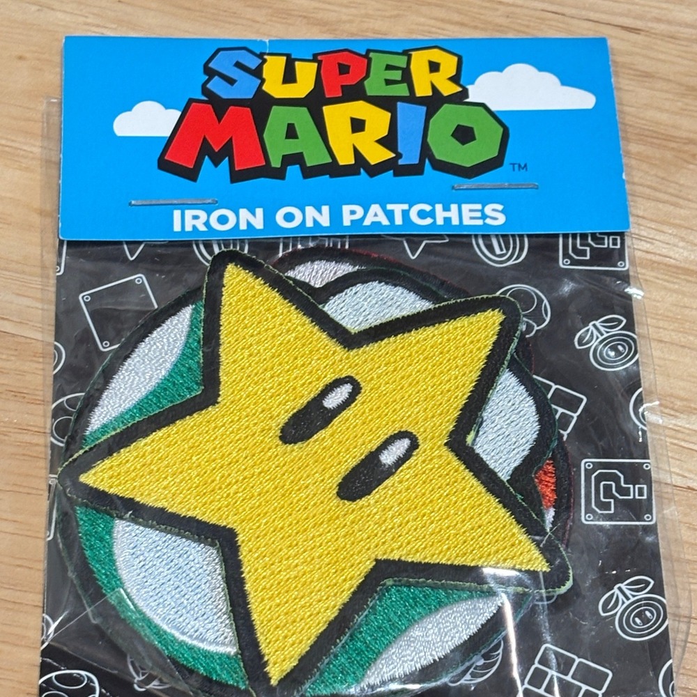 Nintendo Super Mario Iron On Patches 3 Pack Star Red Green Mushroom CultureFly